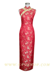 Red with golden dragon silk brocade cheongsam dress SCT52