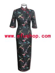 Black 3/4 sleeves cheongsam dress SCT134