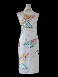 White butterfly silk cheongsam dress SCM18