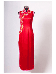 Red silk with embroidery cheongsam dress SQE187