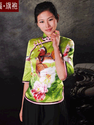Green silk Chinese Clothes CCJ22