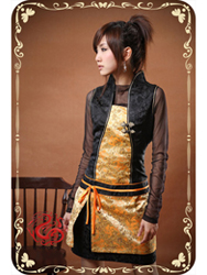 Black with golden brocade cheongsam dress SMS75