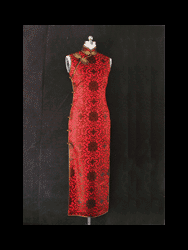 red rich flower cheongsam dress SCT14