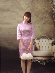 Lavender short cheongsam dress