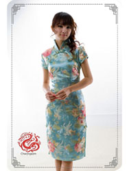 light blue cheongsam dress sms55