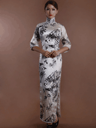 black&white long cheongsam with middle sleeves 