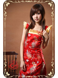 Red mum brocade modern cheongsam dress SMS36