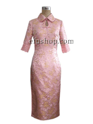 Pink dragon half sleeves cheongsam SCT162