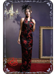 Black with red plum dress SMS29