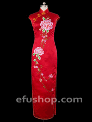 Big peony embroidery wedding cheongsam