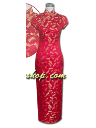 Red dragonfly silk dress SCT88