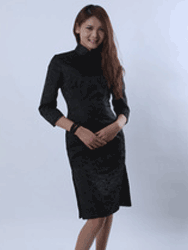 Black dragon silk cheongsam dress SCT17