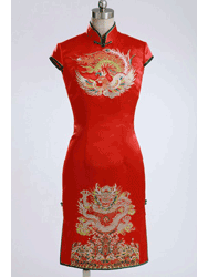 Red capped cheongsam dress WDH41