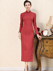  Light coral red cheongsam dress   