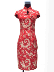 red phoenix silk dress SCT30