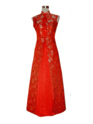 Red dragon silk brocade A line dress SCT145
