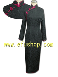 Black dragon long sleeves cheongsam scm13