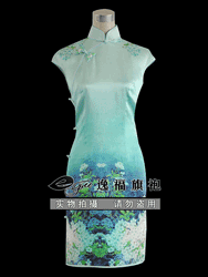 Light blue silk drag sleeves choengsam dress SPS07