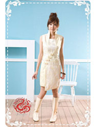 White with yellow dragon cheongsam dress SMS12