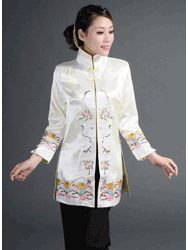 Ivory silk brocade with embroidery Chinese Clothes CCJ107