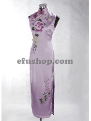 Light purple peony embroidery cheongsam dress SQE221