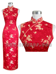 red sleeveless cheongsam dress SCT45