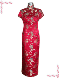 Red dragon with phoenix silk dress SCT148