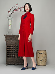 Red cashmere women coat