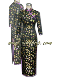 Black butterfly 3/4 sleeves cheongsam dress SCT76