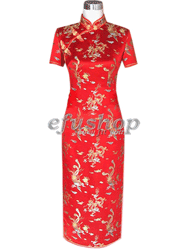 Red dragon&phoenix silk dress SCT67