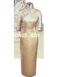 Golden silk cheongsam dress SCT117