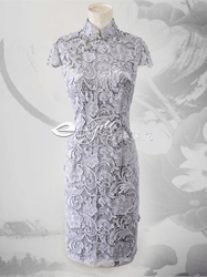 Grey lace cheongsam dress SCL11