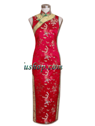 Red dragon&phoenix silk dress SCT89