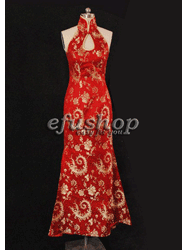 Red halter cheongsam gown SCT02