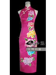 Hotpink silk with embroidery qipao SQE147