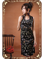 Black butterfly brocade qipao SMS28