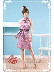 Purple plum brocade halter qipao SMS90