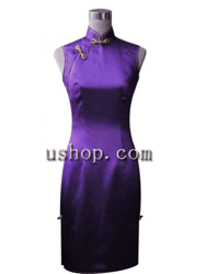 Purple silk cheongsam dress SCS28