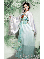 light blue satin with chiffon Chinese hanfu dress OHF017