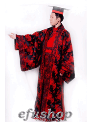 Luxurious black brocade Chinese hanfu dress ohf027 