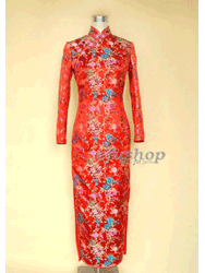 red floral cheongsam dress