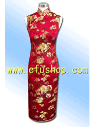 Red peony silk cheongsam dress SCT121