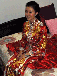 Phonix and dragon embroidery cheongsam dress.
