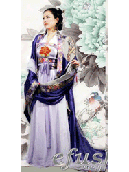 purple satin with chiffon Chinese hanfu dress OHF018