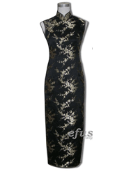 Black with golden plum sleeveless cheongsam SCT183