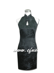 Black plum silk brocade qipao SCT84