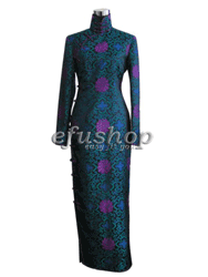Black rich flower silk dress SCT96