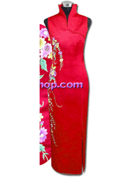 Red flowers embroidery cheongsam SQE6