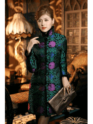 Black rich flower quilted Chinese Clothes CCJ86