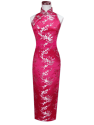 Hotpink plum silk brocade cheongsam dress SCT161